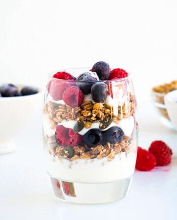 yogurt parfait in glass cup