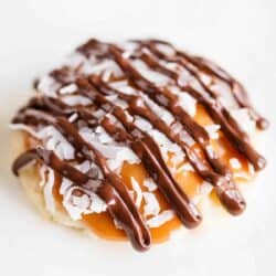 coconut caramel cookie on counter