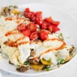 egg white omelette with tomatoes on top