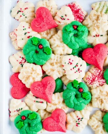 christmas spritz cookies on plate