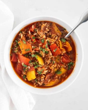 stuffed pepper soup in bowl