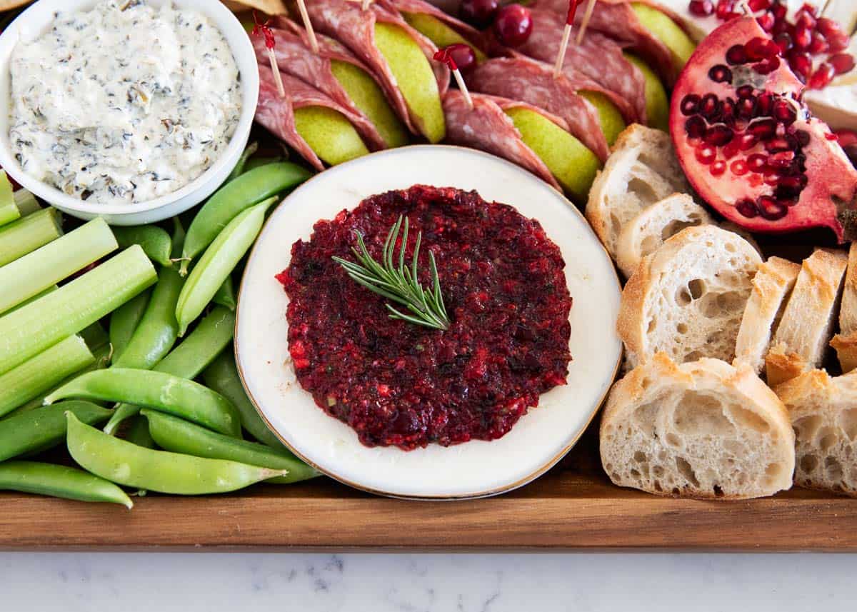 christmas charcuterie board close up