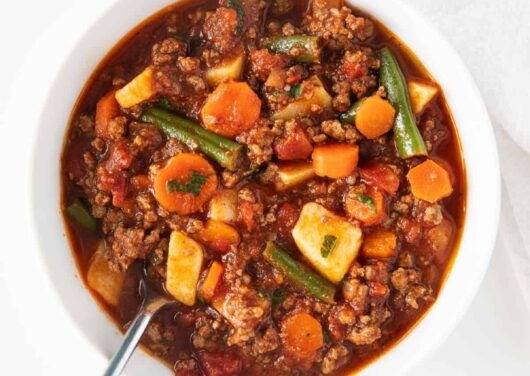 hamburger in white bowl