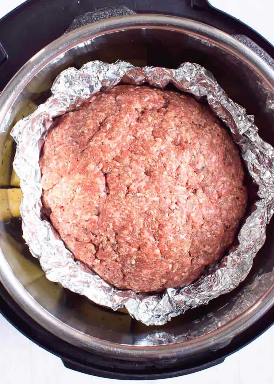 Meatloaf cooking in instant pot.
