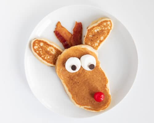 rudolph pancake on white plate