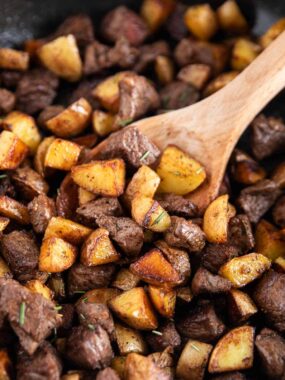steak and potatoes close up
