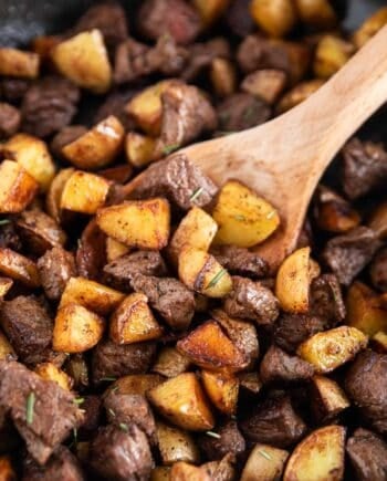 steak and potatoes close up