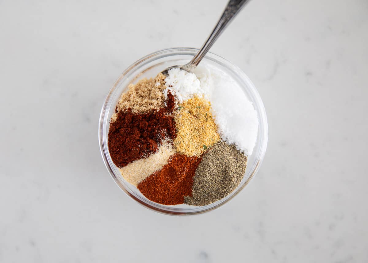 Steak rub ingredients in bowl.