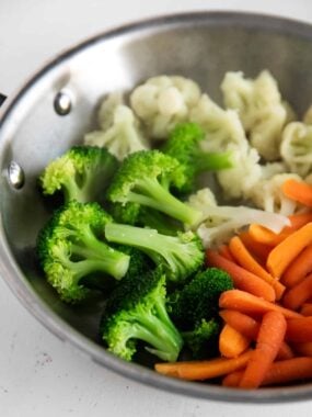 steamed vegetables cooked in pan