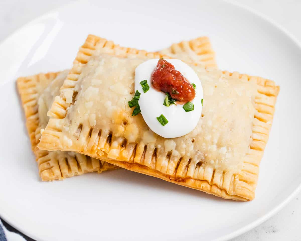 Taco pocket on white plate.