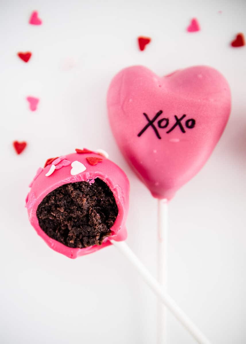 bite out of valentine cake pop