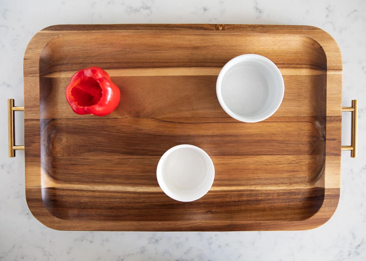 Bowls on platter board.