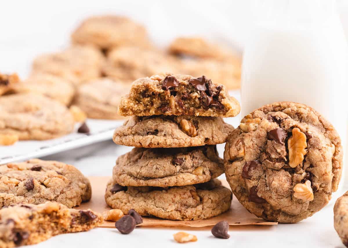 Stacked Neiman Marcus cookies.