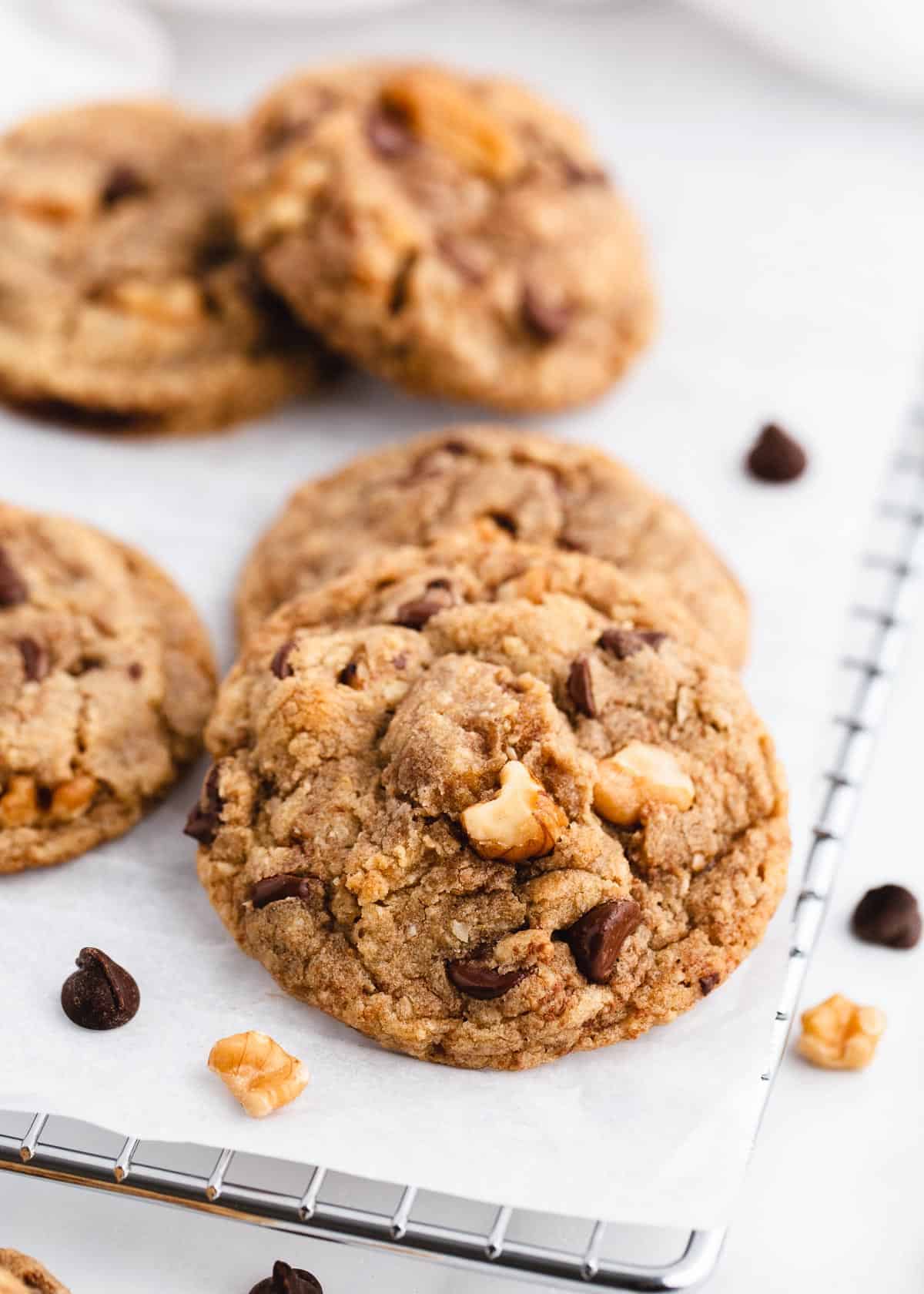 Neiman Marcus Cookies on wire rack.