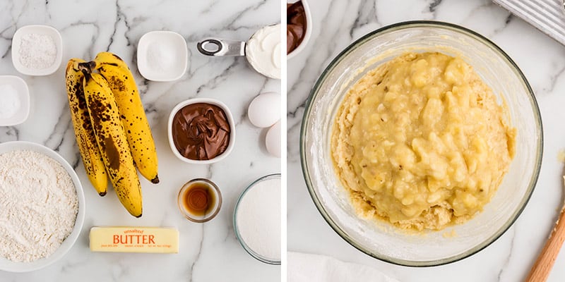 Banana bread in bowl.