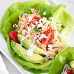 buffalo chicken lettuce wraps on plate