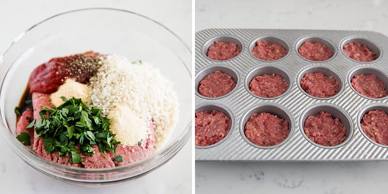 making mini meatloaf in cupcake pan