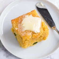 slice of cornbread with butter