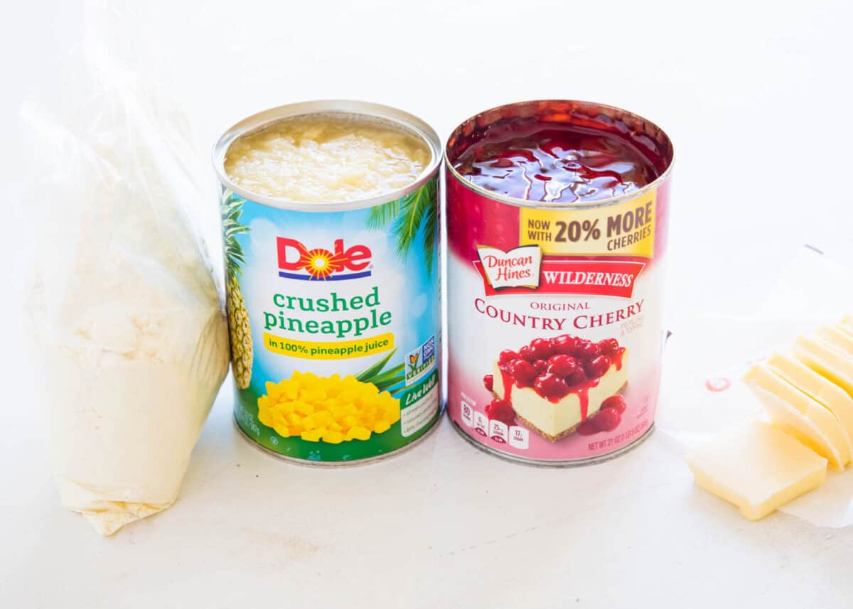 Dump cake ingredients on counter.