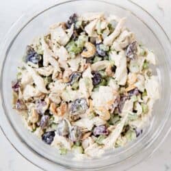 chicken salad with grapes in bowl