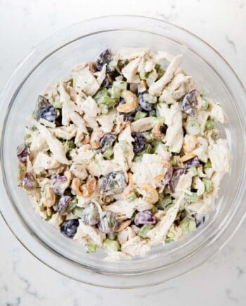 chicken salad with grapes in bowl
