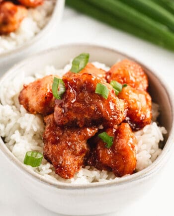 Sweet and sour chicken and rice.