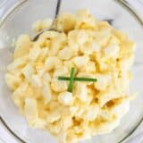 egg salad in a glass bowl