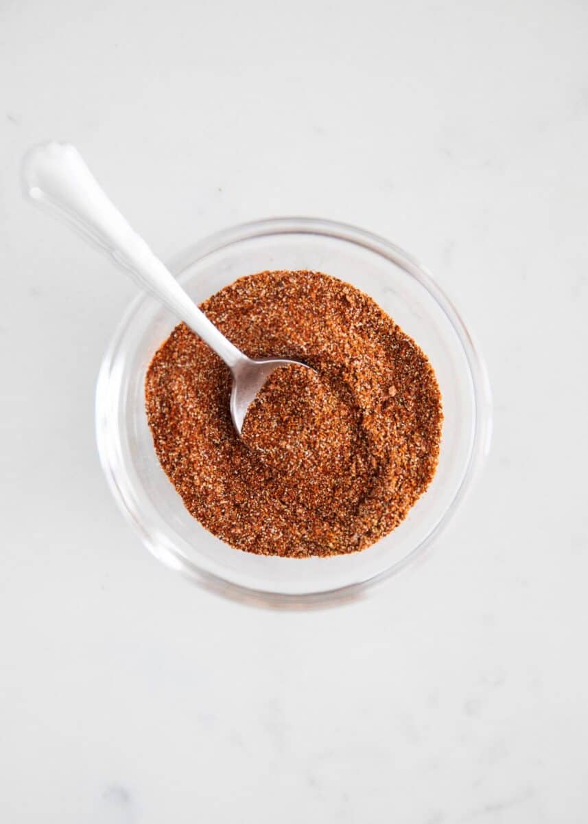 fajita seasoning in clear bowl