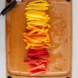 cut bell peppers on cutting board