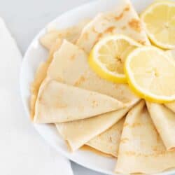 lemon crepes on white plate