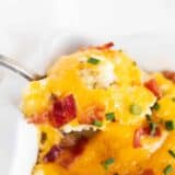 loaded baked potato casserole close up