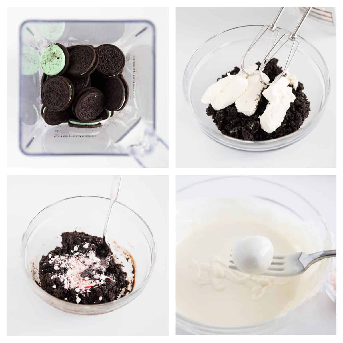 peppermint oreo balls ingredients collage