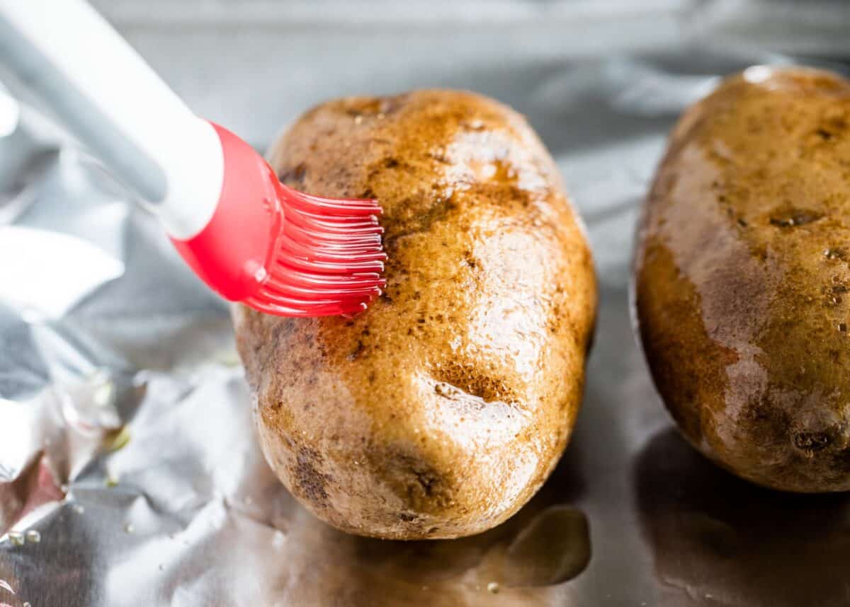 brush potato with olive oil