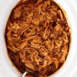 bbq pulled pork in white slow cooker