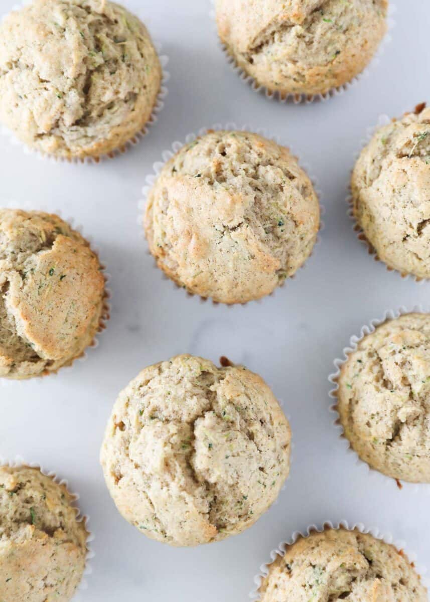 zucchini muffins on table