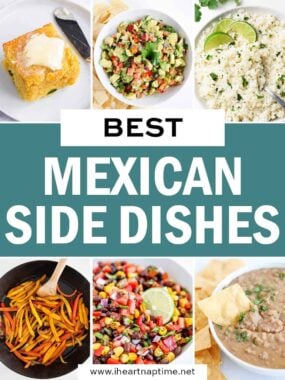 A collage of photos showing Mexican side dishes.