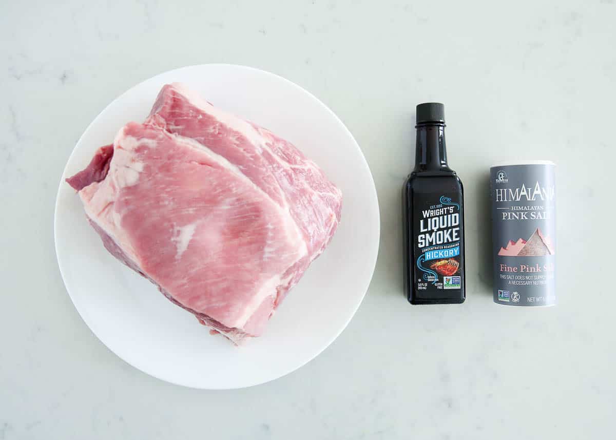 Kalua pork ingredients on counter.