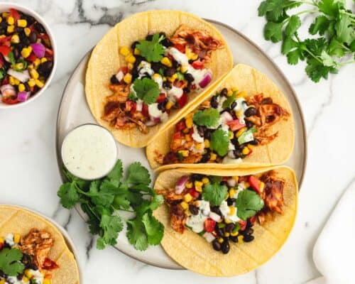 bbq chicken tacos on plate