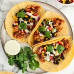 bbq chicken tacos on plate