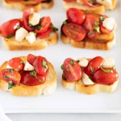 caprese bruschetta on plate