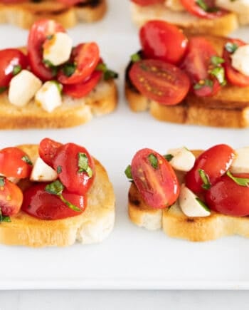 caprese bruschetta on plate