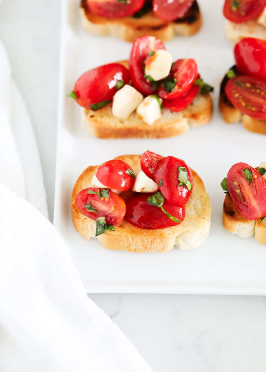 caprese bruschetta on plate