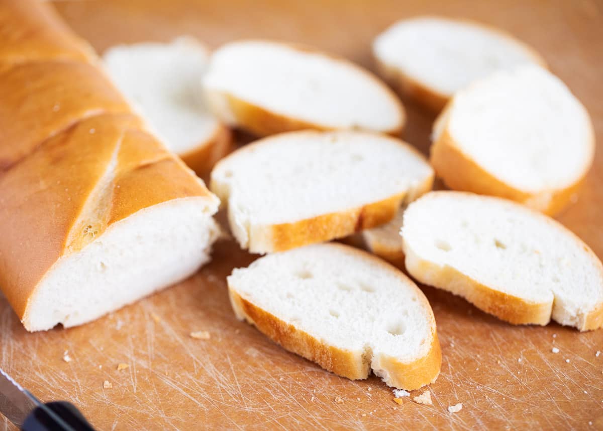 Bread on cutting board.
