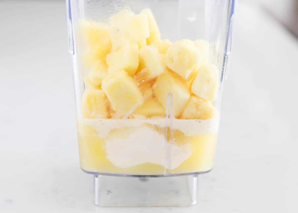 Dole whip ingredients in blender.