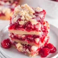 cherry pie bars on plate