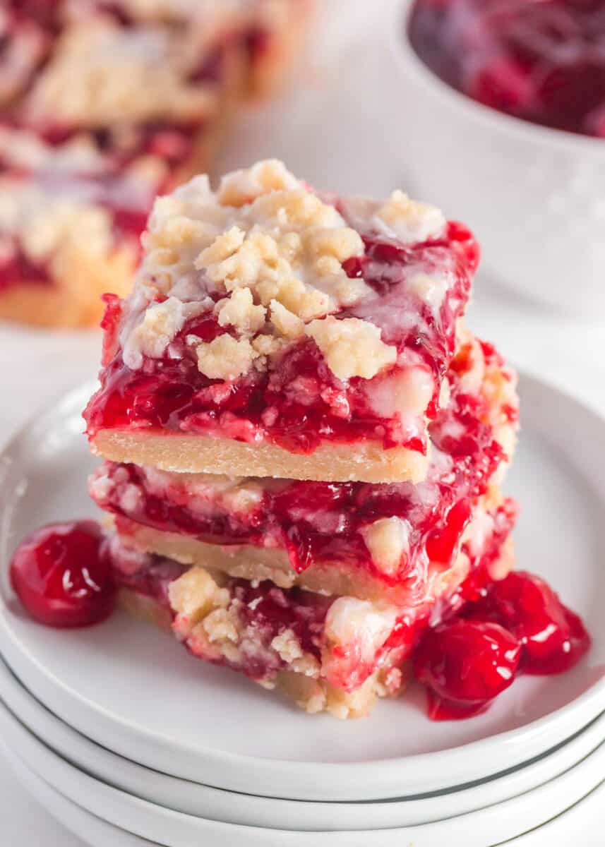 cherry pie bars on plate