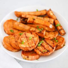 grilled sweet potatoes on plate