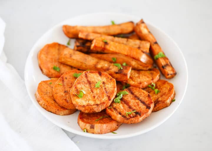 grilled sweet potatoes on plate