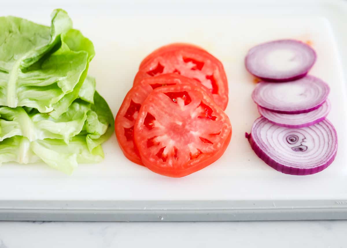 Vegetable toppings for burger.