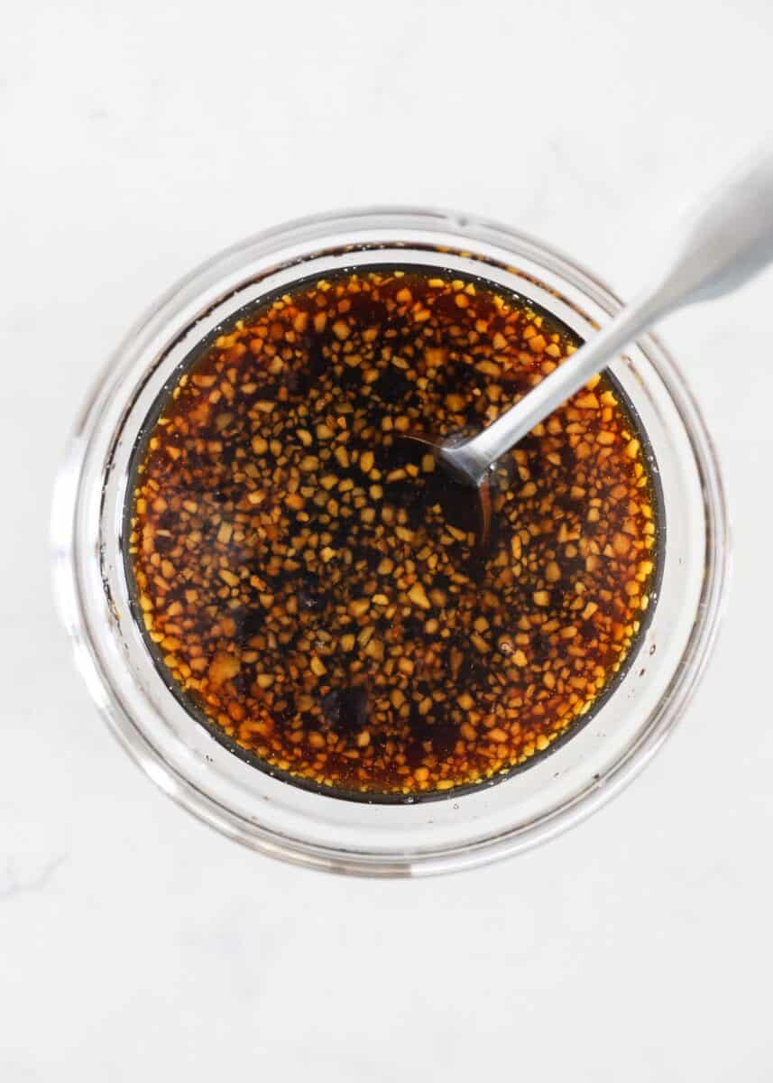 This easy teriyaki steak marinade has flavor in every bite of meat making it tender and juicy! This simple recipe can also be used for other types of meat and seafood as well! teriyaki steak marinade in clear bowl